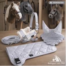 Set Satteldecke mit Halfter Set Fliegenohren  Zubehör Hobby Horse grau