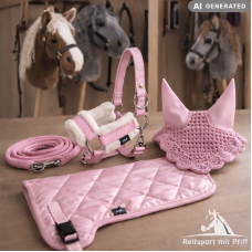 Set Satteldecke mit Halfter Set Fliegenohren  Zubehör Hobby Horse Rosa