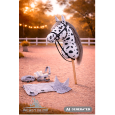 Hobby Horse Steckenpferd +Trense Zügel + Halfter Set + Fliegenhaube + Decke und Pferdepass schecke Hobby Horse Steckenpferd +Trense Zügel + Halfter Set + Fliegenhaube + Decke und Pferdepass schecke