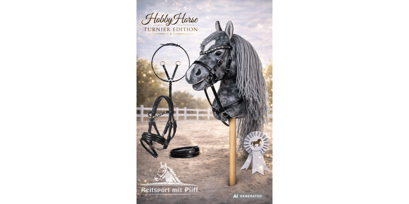 Hobby Horse mit Zubehör Turnier Trense mit Zügel+Martingal+Siegerschleife Hobby Horse mit Zubehör Turnier Trense mit Zügel+Martingal+Siegerschleife