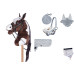 Hobby Horse Steckenpferd +Trense Zügel + Halfter Set + Fliegenhaube + Decke und Pferdepass