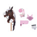 Hobby Horse Steckenpferd +Trense Zügel + Halfter Set + Fliegenhaube + Decke und Pferdepass