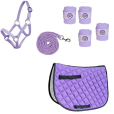 Set Halfter mit Strick Schabracke und Bandagen für Holzpferde