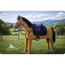 Set Holzpferde Sattel + Halfter mit Strick  bis 145 cm Bauchumfang lila