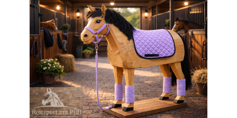 Set Halfter mit Strick Schabracke und Bandagen für Holzpferde