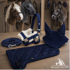Set Satteldecke mit Halfter Set Fliegenohren Zubehör Hobby Horse Navy Set Satteldecke mit Halfter Set Fliegenohren Zubehör Hobby Horse Navy