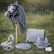 Hobby Horse Steckenpferd +Trense Zügel + Halfter Set + Fliegenhaube + Decke und Pferdepass grau Hobby Horse Steckenpferd +Trense Zügel + Halfter Set + Fliegenhaube + Decke und Pferdepass grau