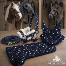 Set Satteldecke mit Halfter Set Fliegenohren  Zubehör Hobby Horse Navy/Sterne